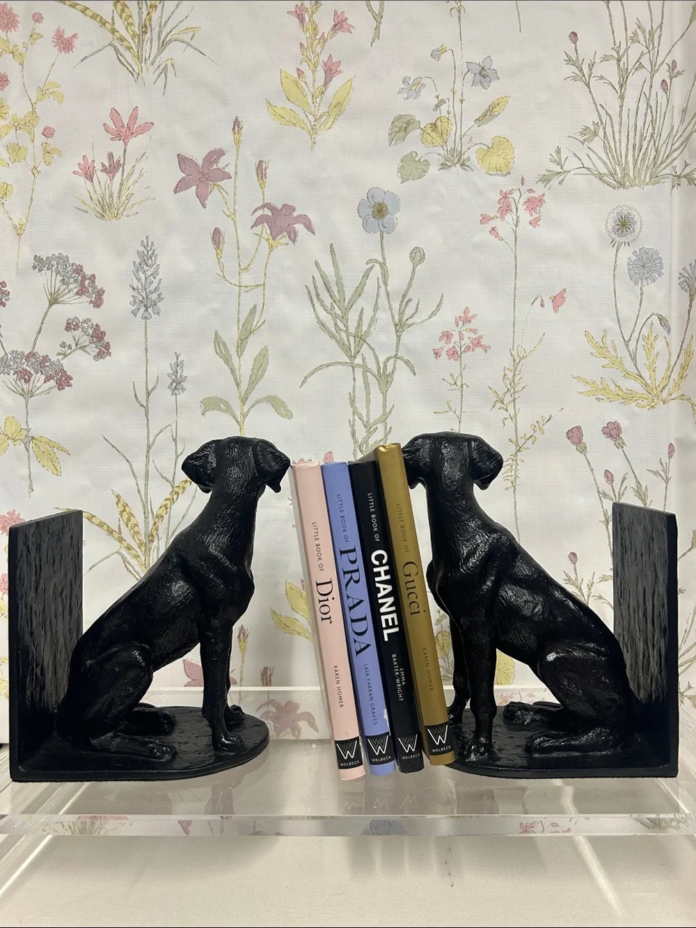 Pottery BarnVTG  Black Cast Iron Labrador Dog Bookend Pair